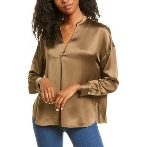 Vince Pleat Front Silk Blouse